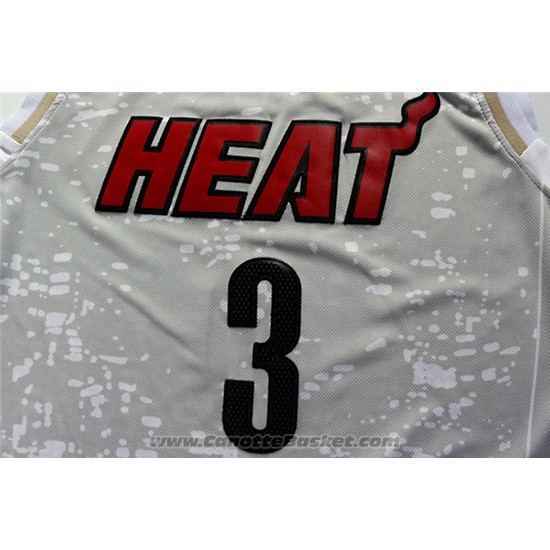 Maglia Luci Della Citta Miami Heat Dwyane Wade #3 Grigio
